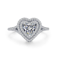 925 Sterling Silver Heart Shaped Diamond Ring - Sterling Hearts