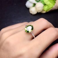 Colorful Gemstone Jewelry Natural Peridot Ring 925 Silver - Sterling Hearts