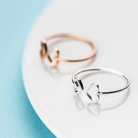 Women's Hollow Heart Fashion Silver Ring - Sterling Hearts