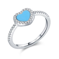 Fashion Simple Silver Heart-shaped Turquoise Ring - Sterling Hearts