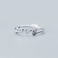 S925 Sterling Silver LOVE Heart-shaped Ring