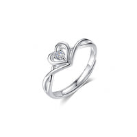 Pure Silver 990 Love Zircon Ring Fashion - Sterling Hearts