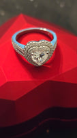 Radiant Embrace - 1.5ct Double Halo Heart Moissanite Ring