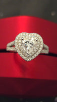 Radiant Embrace - 1.5ct Double Halo Heart Moissanite Ring