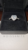 Radiant Love - 1ct Moissanite Heart Ring with Halo Sterling Silver 925