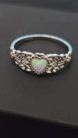 Enchanted Opal - Heart-Shaped Opal Ring with Filigree Sterling Silver 925