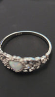 Enchanted Opal - Heart-Shaped Opal Ring with Filigree Sterling Silver 925