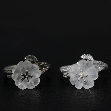 925 silver flower ring - Sterling Hearts