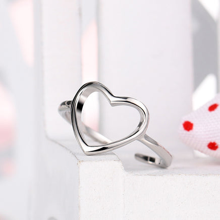 s925 sterling silver hollow heart ring - Sterling Hearts