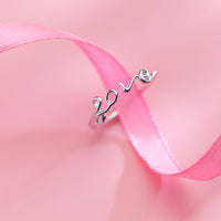 S925 Sterling Silver LOVE Heart-shaped Ring