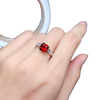 925 Silver Inlaid Natural Mozambique Garnet Ring - Sterling Hearts