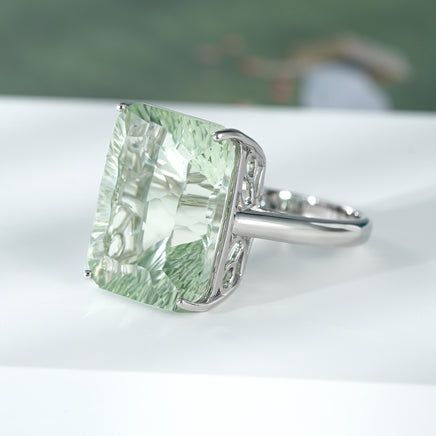 Natural Green Amethyst Ring S925 Sterling Silver Luxury - Sterling Hearts