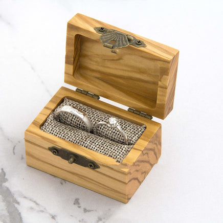 Retro Wooden Ring Box - Sterling Hearts