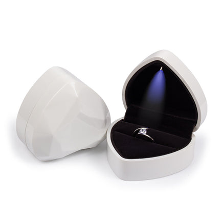 Heart-shaped Ring Box with interior light - Sterling Hearts