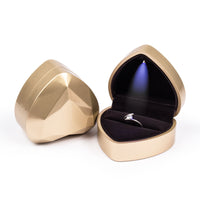 Heart-shaped Ring Box with interior light - Sterling Hearts