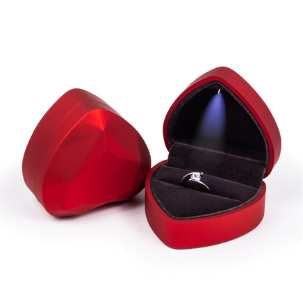 Heart-shaped Ring Box with interior light - Sterling Hearts