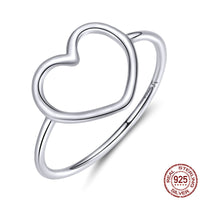 S925 Sterling Silver Simple Fashion Heart-shaped Plain Silver Ring