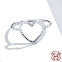 S925 Sterling Silver Simple Fashion Heart-shaped Plain Silver Ring