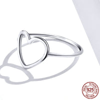 S925 Sterling Silver Simple Fashion Heart-shaped Plain Silver Ring