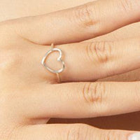 S925 Sterling Silver Simple Fashion Heart-shaped Plain Silver Ring