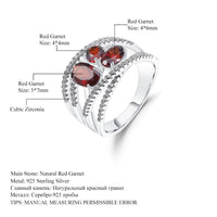 Red Garnet Inlaid Gemstone Ring 925 Sterling Silver - Sterling Hearts