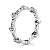 S925 Sterling Silver Diamond Heart Ring - Sterling Hearts