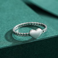 Sterling Silver Glossy Heart-shaped Love Ring Ring - Sterling Hearts