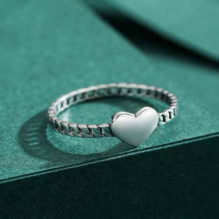 Sterling Silver Glossy Heart-shaped Love Ring Ring - Sterling Hearts