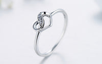 Simple Heart-shaped Petite S925 Sterling Silver Ring - Sterling Hearts