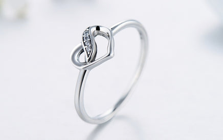 Simple Heart-shaped Petite S925 Sterling Silver Ring - Sterling Hearts