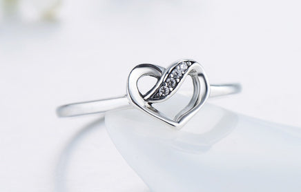 Simple Heart-shaped Petite S925 Sterling Silver Ring - Sterling Hearts