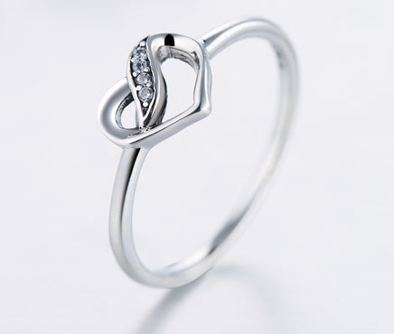 Simple Heart-shaped Petite S925 Sterling Silver Ring - Sterling Hearts