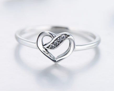 Simple Heart-shaped Petite S925 Sterling Silver Ring - Sterling Hearts