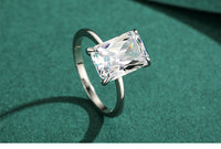 s925 Sterling Silver Light Luxury Exaggerated Rectangular Simulation Diamond Ring - Sterling Hearts