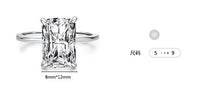 s925 Sterling Silver Light Luxury Exaggerated Rectangular Simulation Diamond Ring - Sterling Hearts