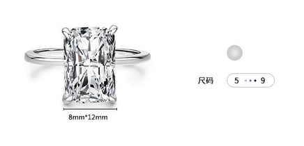 s925 Sterling Silver Light Luxury Exaggerated Rectangular Simulation Diamond Ring - Sterling Hearts