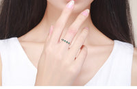 S925 Sterling Silver Inlaid Green Gemstone Ring - Sterling Hearts