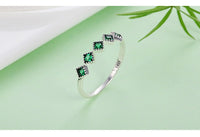 S925 Sterling Silver Inlaid Green Gemstone Ring - Sterling Hearts