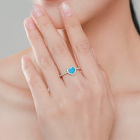 Fashion Simple Silver Heart-shaped Turquoise Ring - Sterling Hearts