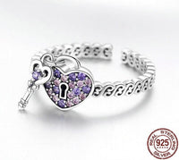 New Europe and America S925 sterling silver ladies ring heart-shaped lock ring SCR486 - Sterling Hearts