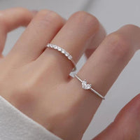 S925 Sterling Silver French Style Gang Drill Love Heart-shaped Ring