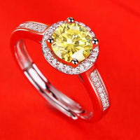 Silver S925 Yellow For Women Moissanite Ring Adjustable Mouth - Sterling Hearts