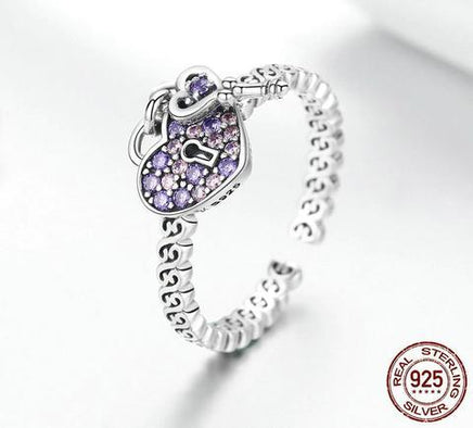 New Europe and America S925 sterling silver ladies ring heart-shaped lock ring SCR486 - Sterling Hearts