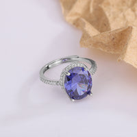 S925 Sterling Silver Pigeon Egg Sapphire Diamond Ring - Sterling Hearts