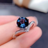 Silver London Blue Topaz Ring Female - Sterling Hearts