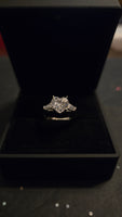 2 Carat Cubic Zirconia Heart Ring with Accent Stones - Sterling Silver 925