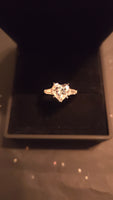 2 Carat Cubic Zirconia Heart Ring with Accent Stones - Sterling Silver 925