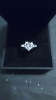 2 Carat Cubic Zirconia Heart Ring with Accent Stones - Sterling Silver 925