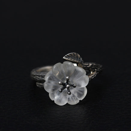 925 silver flower ring - Sterling Hearts