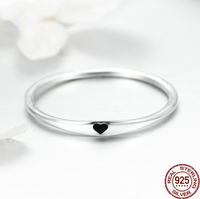 925 Sterling Silver Round Circle Pure Finger Ring Simple Heart Engrave Rings - Fun Gifts & More